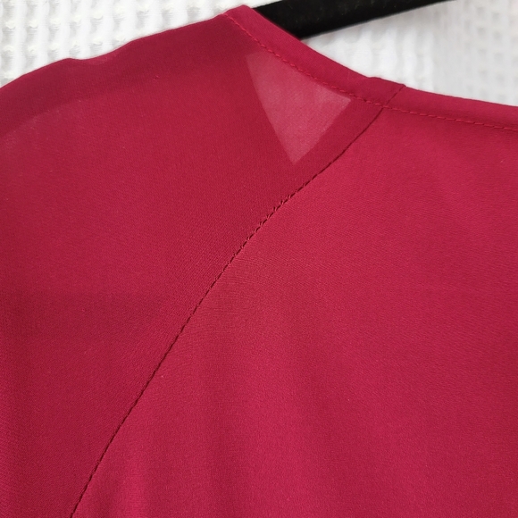 Nicole Miller silk, gathered sleeve dress, raspberry colour, size small - Picture 5 of 7